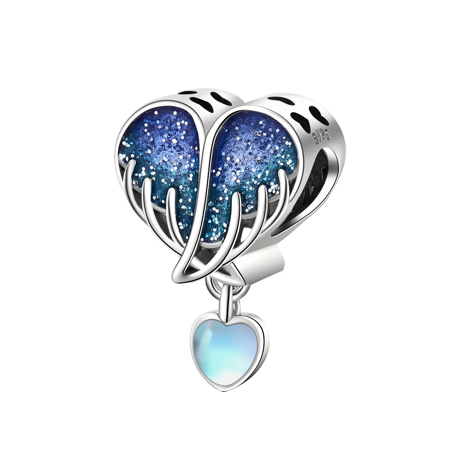 PANPOKI 925 Sterling Silber Flügel-Quasten-Anhänger Armband-Charms Passend für Halsketten Schmuck Party-Perlen DIY Edle Geschenke