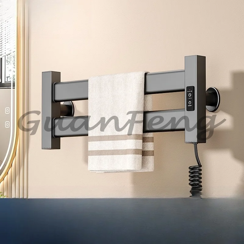 Gold Electric Towel Rack Carbon Brazing Heating Space Aluminum Bathroom Shelf Smart Toilet Drying Rack