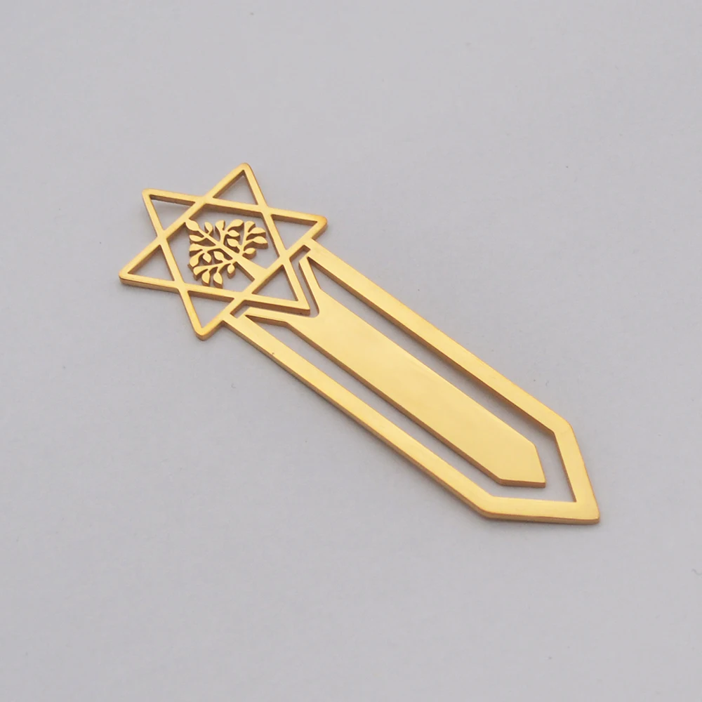 Wholesale of new stainless steel bookmarks for teachers, students, six pointed star tree bookmarks, wedding guests gifts,