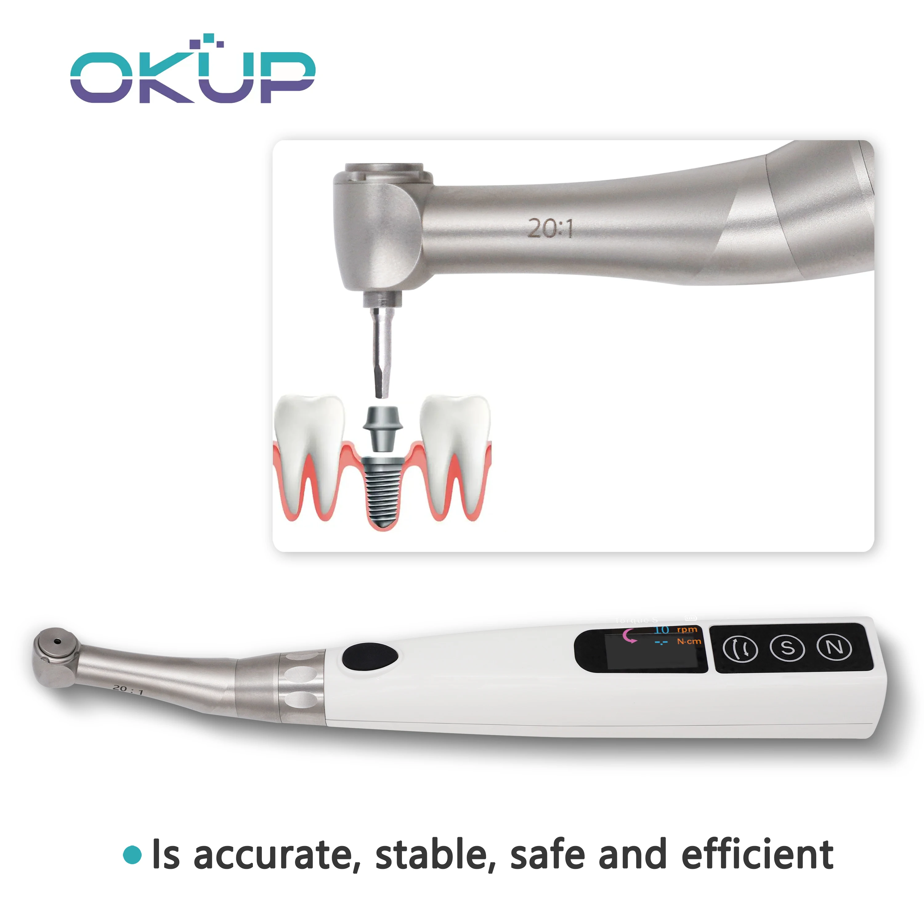 

Dental Equipment 20:1 Implant Treatment Handpiece Electric Torque Wrench Cordless Smart For Teeth Implant