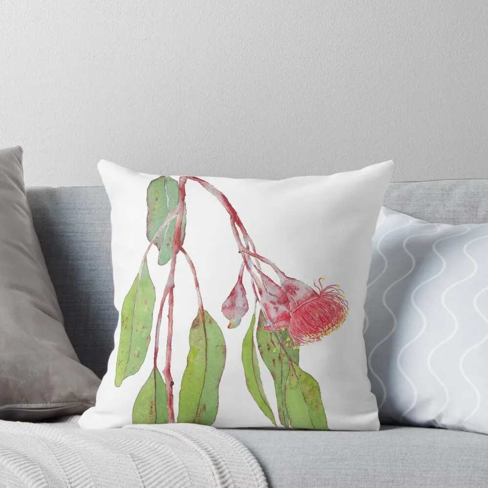 

Flowering Silver Princess Eucalyptus Branch - Watercolour Throw Pillow autumn pillowcase Pillow Decor pillow