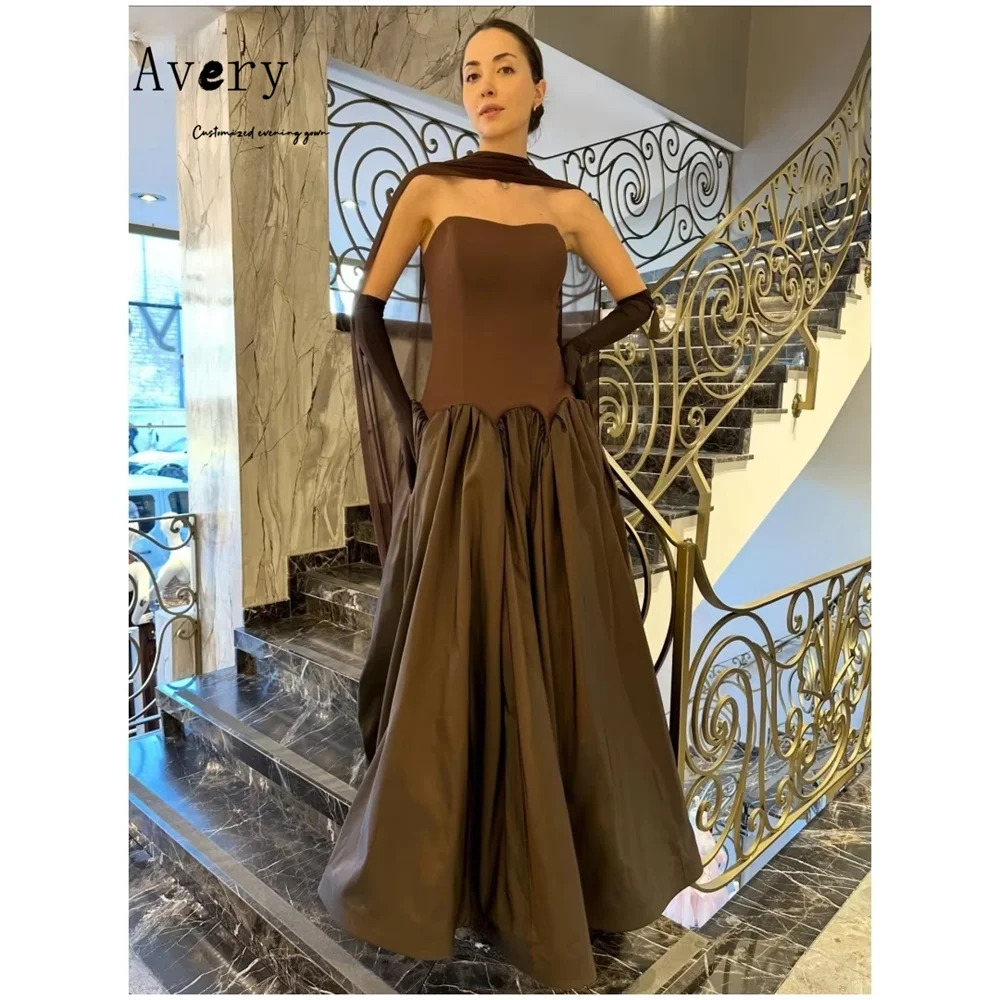 

Clara Custom Brown A Line Tube Top Sleeveless Elegant Evening Dresses for Woman Luxury Dress Evening 2026 Ball Gown Dress Party