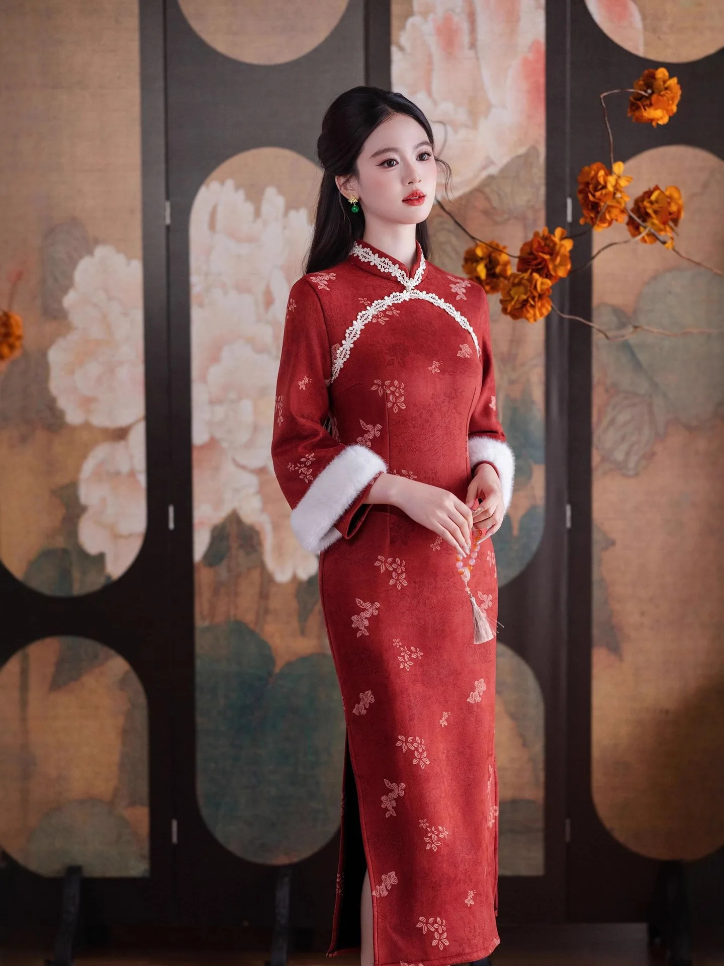 النمط الصيني الجديد تحسين شيونغسام 2025 الشتاء مزاجه النبيذ الأحمر فستان سميك اليومية شيونغسام #1