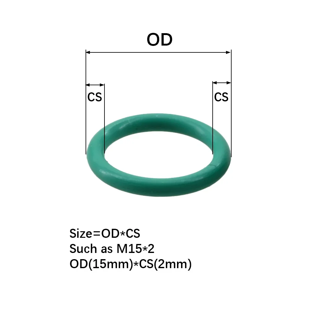 Oil Acid Alkali Resistant Rubber O-ring Washers FKM FPM Spacers CS1 C1.5 CS2 CS2.4 CS3.1 Green Fluororubber Oring Seal Gaskets