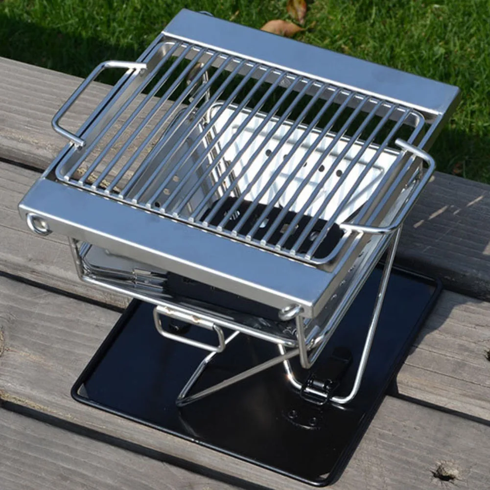 

Складной гриль-барбекю из нержавеющей стали 21x18x17 см, портативная дровяная печь для кемпинга, складной гриль-барбекю из нержавеющей стали, дровяная печь