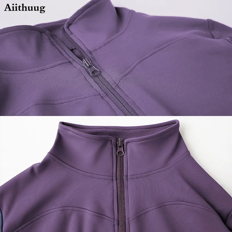 Aiithuug women\'s sports jacket top slim fit women\'s full zipper fitness running jacket, women\'s sportswear