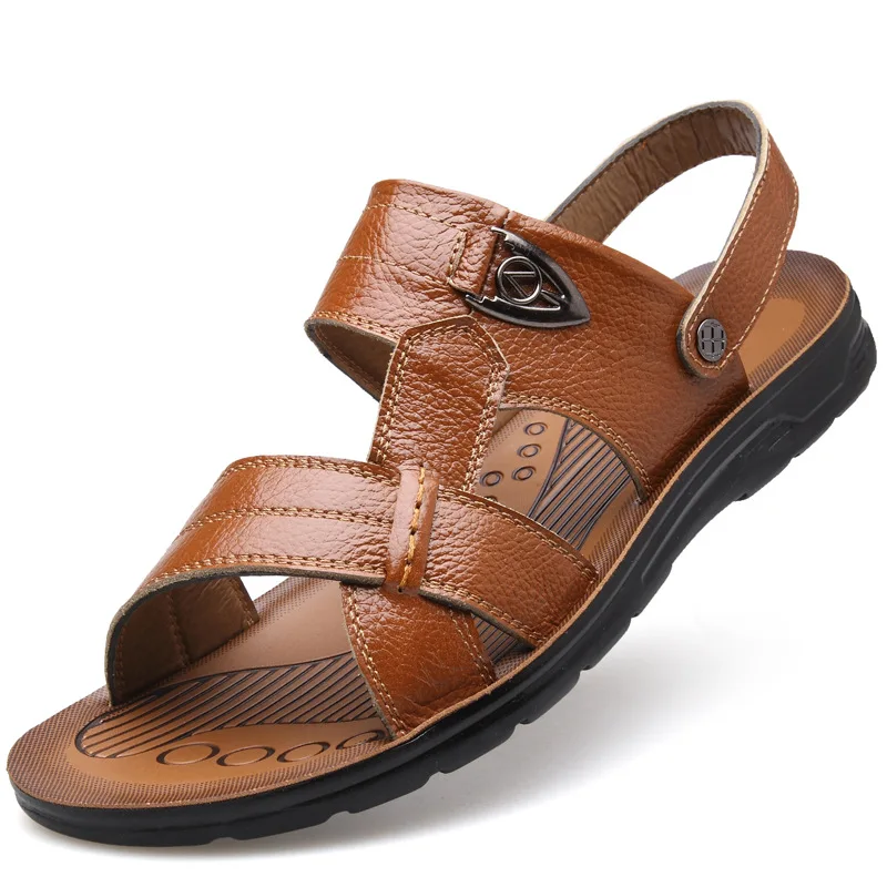 Big Size 34-50 Summer Men Leather Casual Shoes Sandals Comfort Breathable Anti Slip Beach Oversize 45 46 47 48 49 50 Slippers