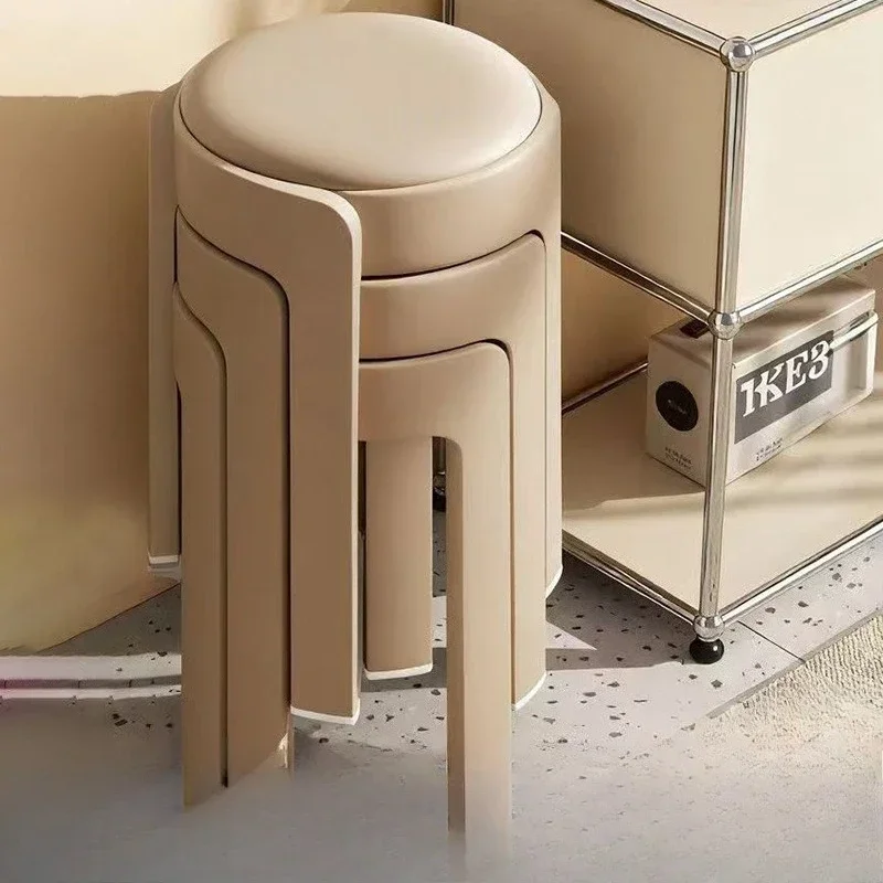 Dining stool can be stacked soft bag round stool thickened plastic high bench living room dining room simple stool