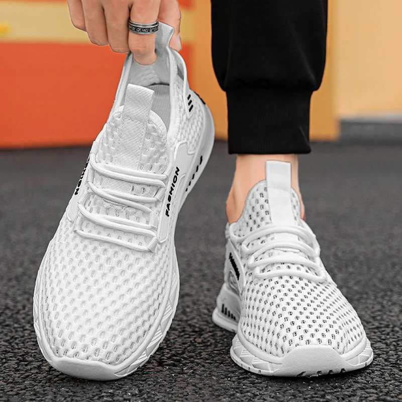 Summer Mesh Shoes Men Casual Shoes Fashion Lightweight Breathable Walking Sneakers Slip-on Mens Flats Shoes Plus Size