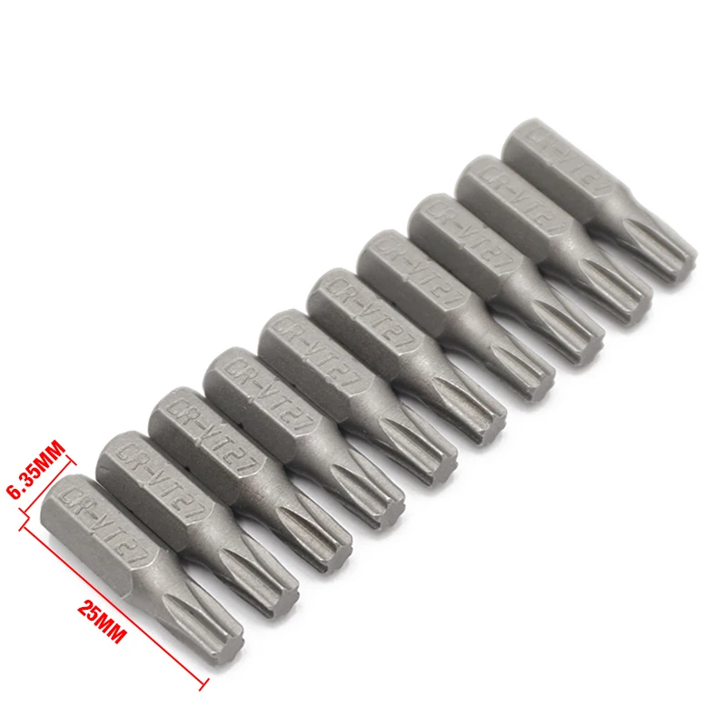 10pcs 25mm 1/4 Torx T27 Screwdriver Bit Set Repair Tools ScrewdriversKit Hex Shank Drill Bit For Power Household Hand Tools