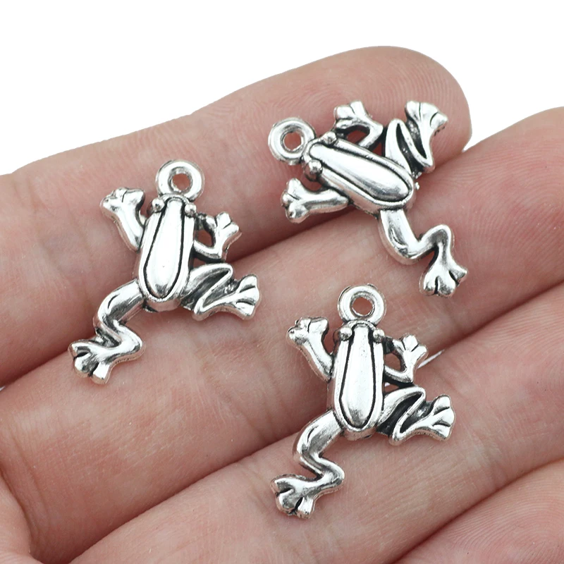 20 Pieces/Lot 19mm*23mm Small Alloy Antique Silver Plated Cute Animal Frog Charms For DIY Neckalce Bracelet Jewelry Making