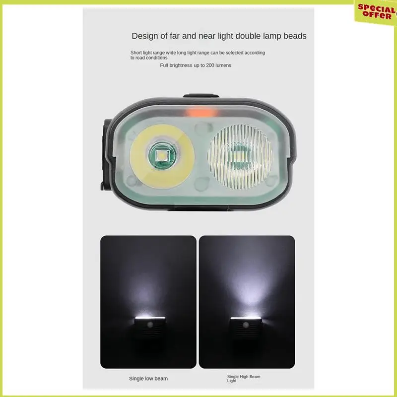 A34R luz de bicicleta alta e baixa lâmpada dupla contas farol recarregável, luz multifuncional