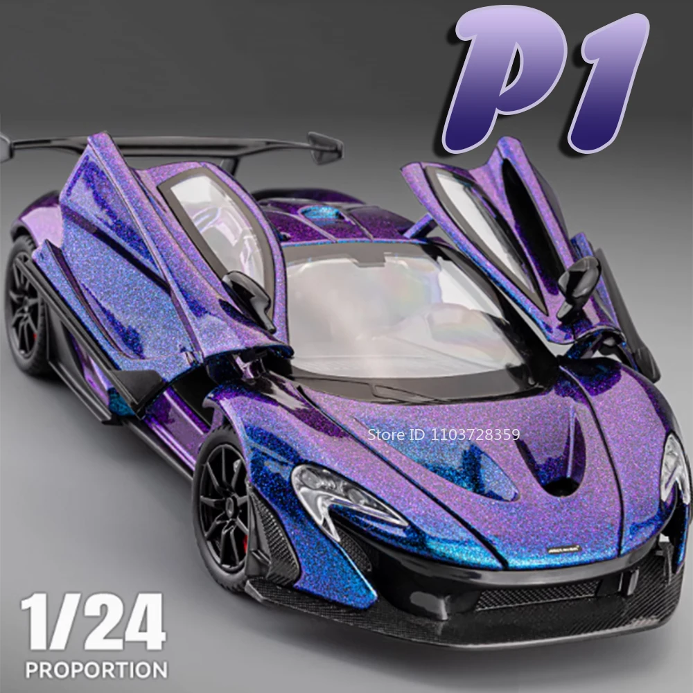 

1:24 Scale P1 Sports Car Model Toys Alloy Diecast 720S Supercars Sound Light Shock Absorption Doors Opened Vehicle Models Gifts