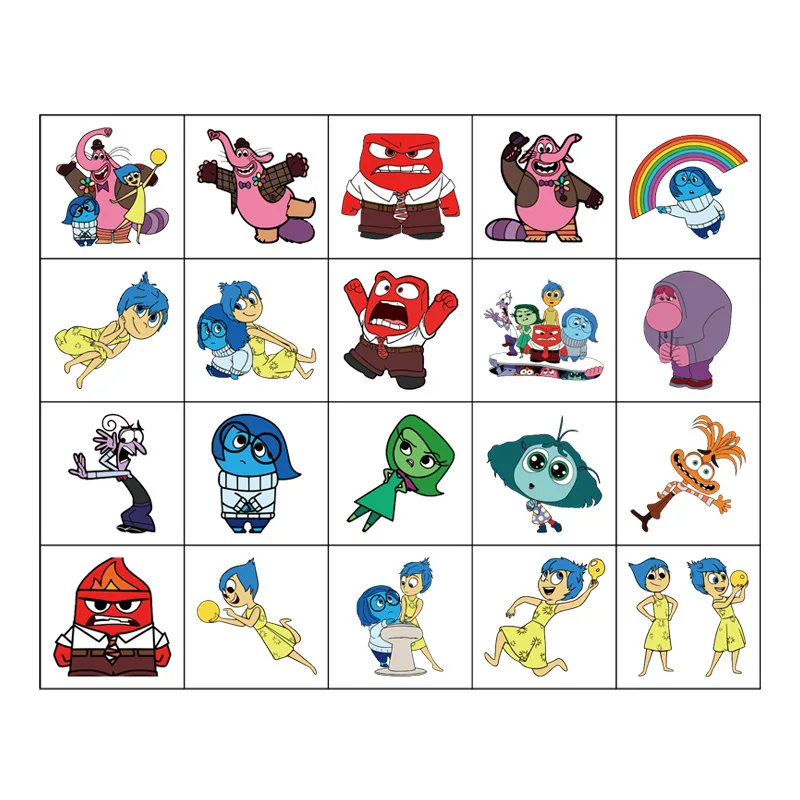 20PCS Cartoon Disney Inside Out 2 Tattoo Stickers Cute Anime Children Temporary Waterproof Tattoos Sticker Pack Kids Girl Toy
