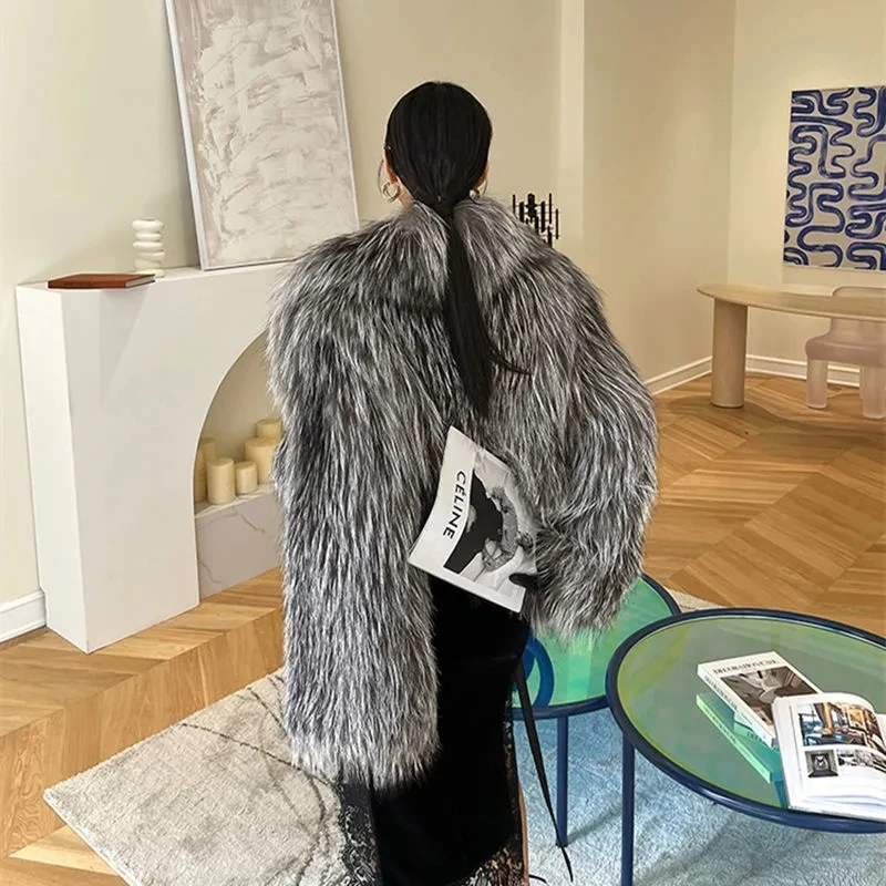 Y2K2024 Autumn/Winter Women'S Jacket High-Grade Imitation Silver Fox Coat Female Short Young Minority Fur Top