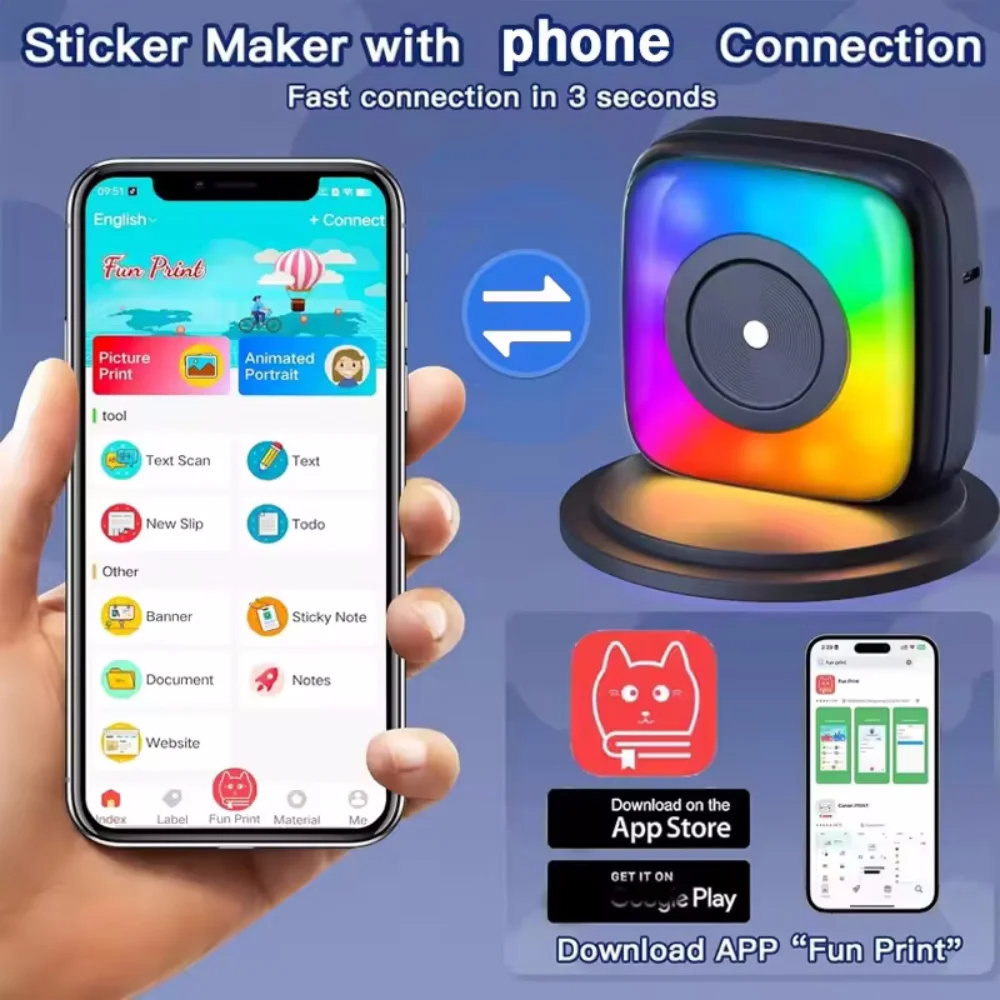 Impresora térmica RGB portátil MINI inalámbrica BT 203dpi etiqueta fotográfica Memo impresión de preguntas incorrectas con Cable USB Imprimante
