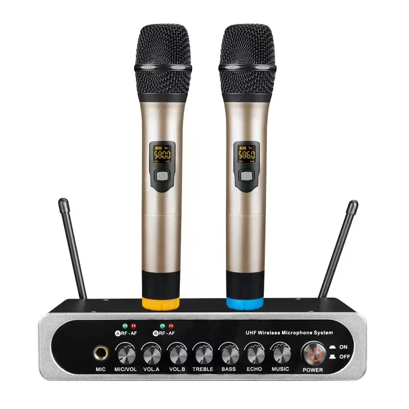 

Hot X-8 UHF PRO Digital Work Compact Microphone Wireless Conference Room Sound System UHF Dual-channel Wireless Microphone