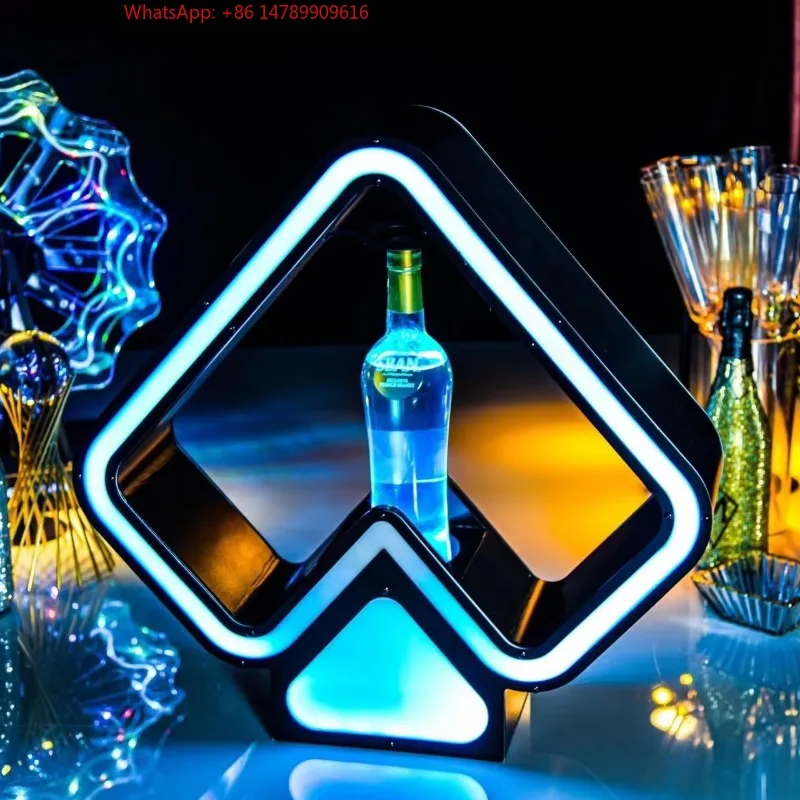 Premium Custom LED Liquor Display StandNightclub Wine Beer Bar Rechargeable Acrylic Luminous Wine Rack Stand Wine Bottle Demonst