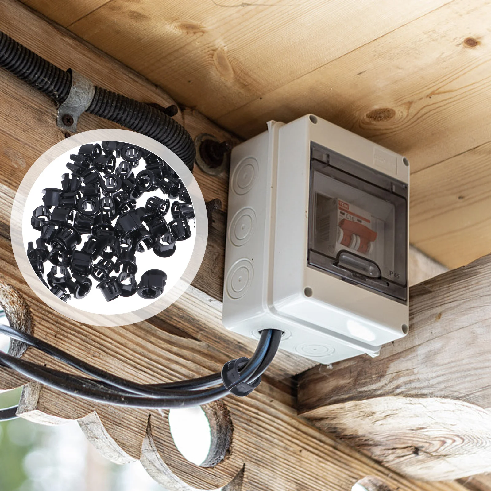 

100pcs Snap Grommet Protector Nylon Black Bushing Wear-Resistant Insulation For Cable Fixing Shaft Protection Cable Hose Snap