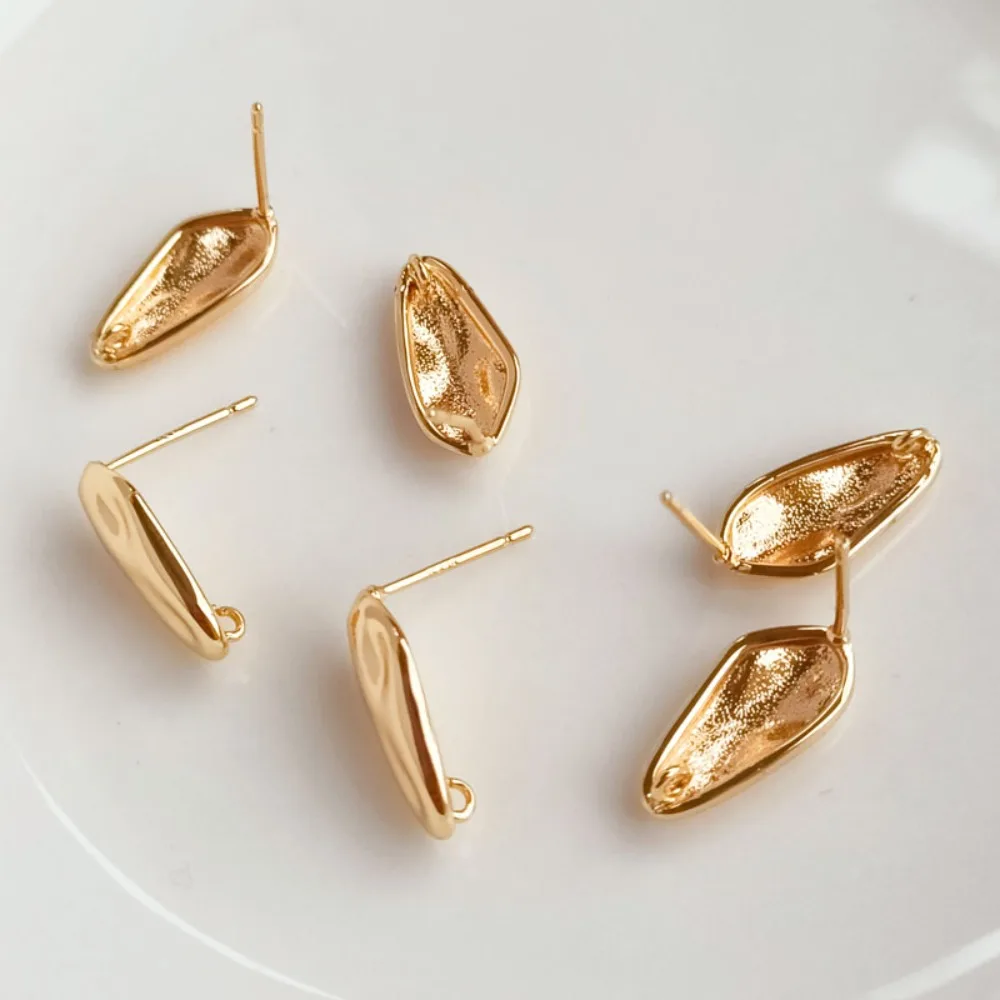 14K Gold-wrapped Melon Seeds with Pendant Rings, S925 Silver Ear Needles, Handmade DIY Accessory Materials