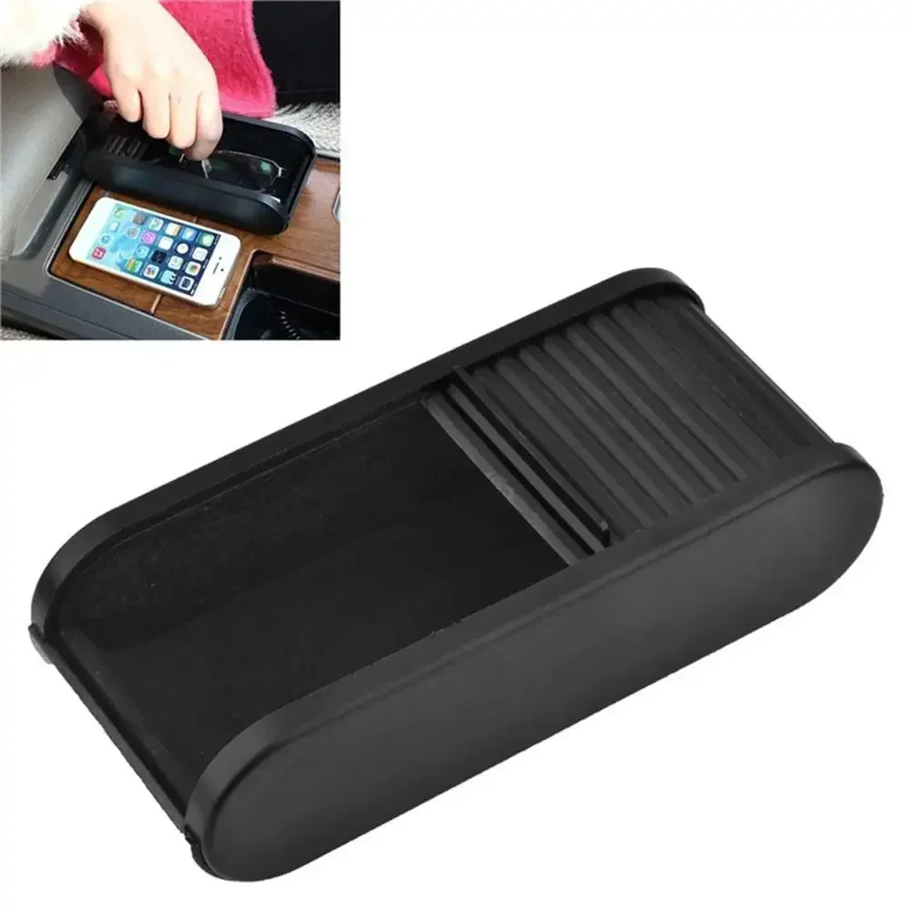 Car Center Console Storage Box, Universal Dashboard Organizer with Lid, Telescopic Key Coin Glasses Holder Interior Accessories