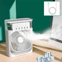 Portable AIr 3In1 Fan Humidifier,Conditioner Office Household Small Air,USB LED Night Light,Cooler Hydrocooling Portable Fan AIr