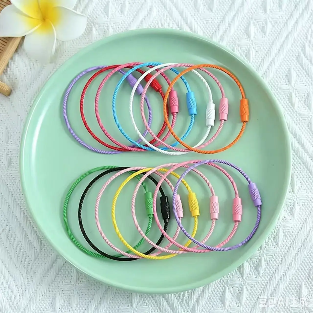 5/10/20/50pcs Colorful Keychain Wire Circle Rope Cable Loop Outdoor Camp Luggage Tag Keyring Screw Lock for DIY Jewelry Making