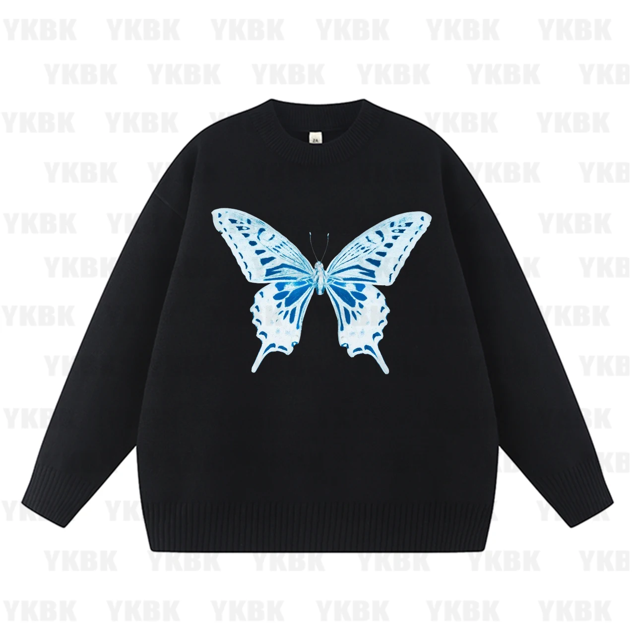 

Осенне-зимний свитер/жилет, новый свободный повседневный модный универсальный женский топ с длинными рукавами и принтом американской бабочки