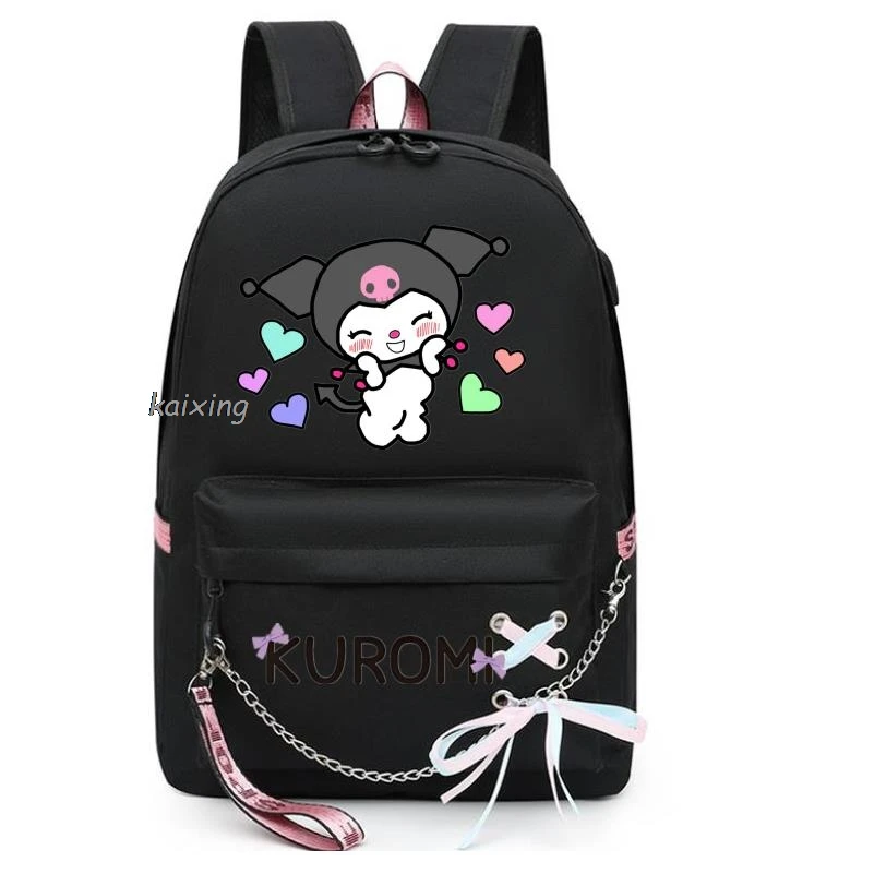 Backpack Lovely Kuromi Melody Mochila Kids Women School Bags for Teenage Girls Usb Charge Laptop Backpack Casual Travel Backpack