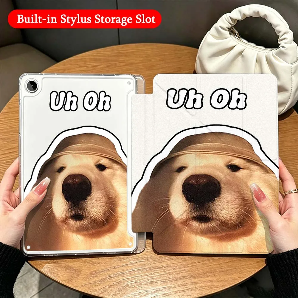 Cartoon Abstract Dog For Samsung Galaxy Tab A9 A8 A11 S6 S7 S8 S9 S10 FE Plus Lite Transparent Y-Shaped Folding Tablet Case
