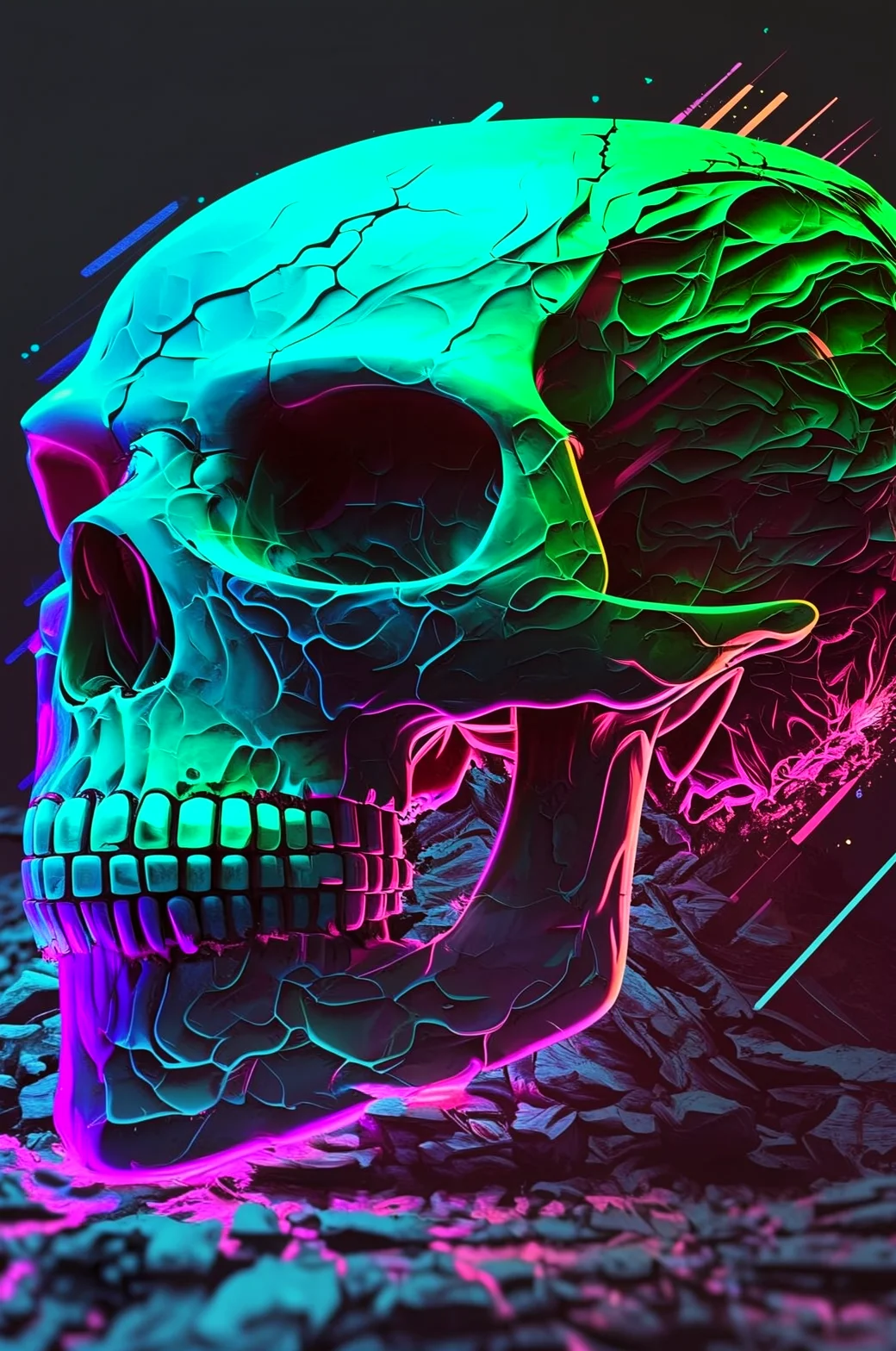 Neon Colorful Skull Car Armrest Pad Cover Universal Center Console Protector Non-Slip Cushion For SUV Auto Interior Accessories