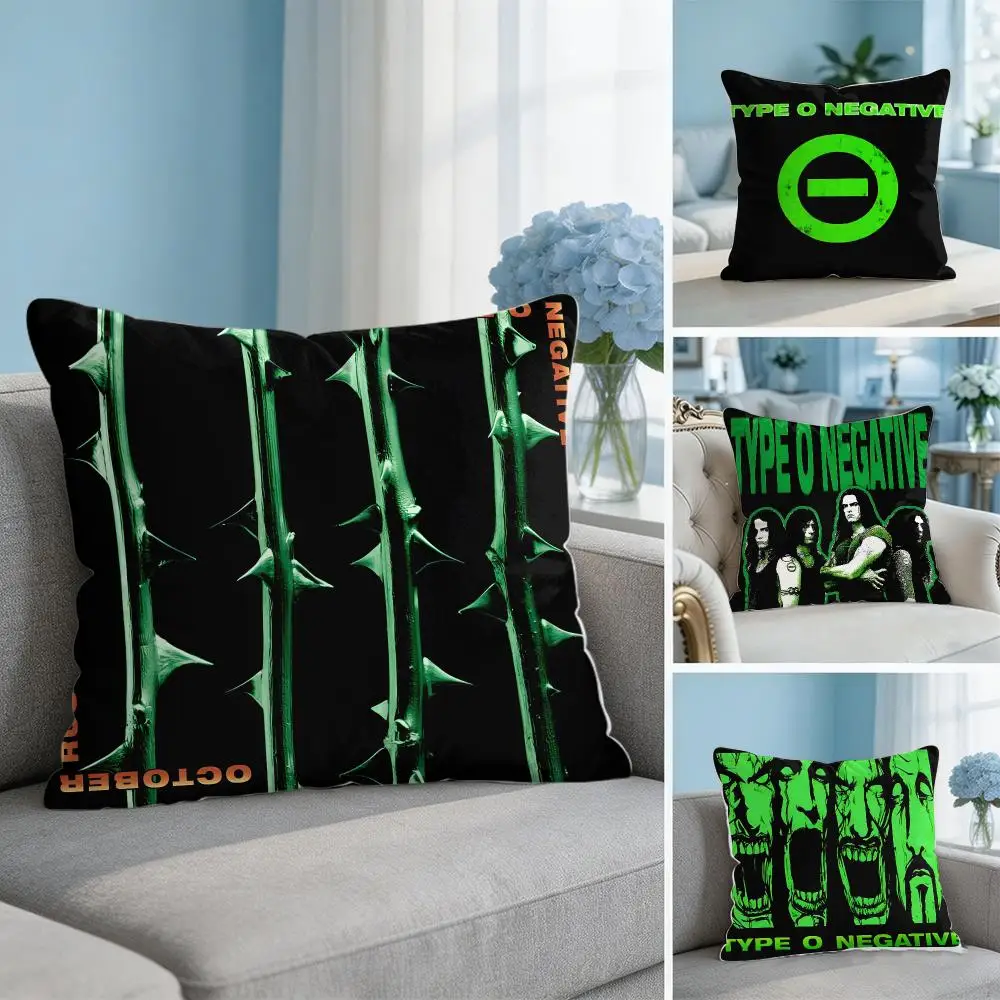 Band Logo T-Type O Negative Cushion Cover Soft Short Plush Throw Pillow Cover Hidden Zipper Cutecore Sofa Bedroom Home Decor