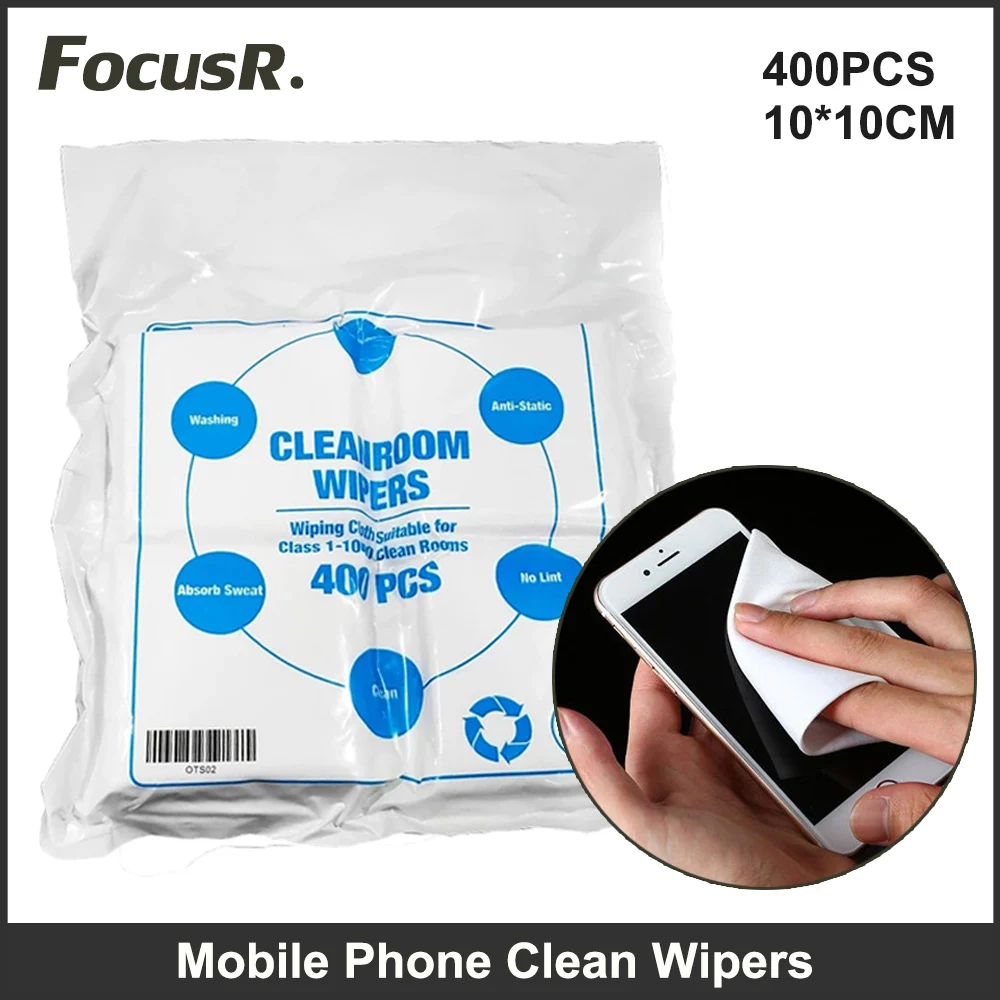 400PCS Anti-Static Microfiber LCD Screen Display Dusting Clean Cloth Cleaning Wipes Cleanroom Wipers Mobile Phone Repair Tools