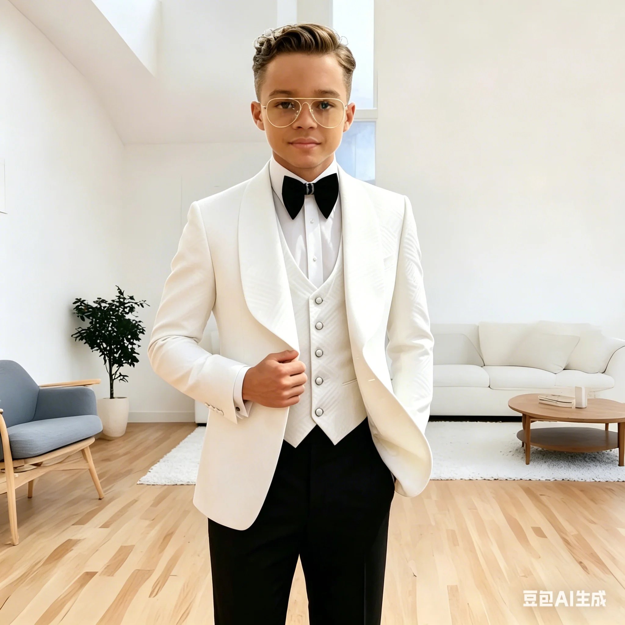 Kids Suits for Wedding Tuxedo White Plaid Jacket Pants Vest 3 Pcs Shawl Lapel Formal Party Custom Boys Suits Blazer Set