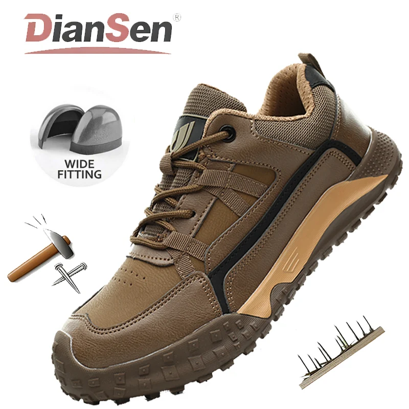 

Men Safety Shoes Steel Toe Anti-smash Work Shoes Non Slip Sneakers Indestructible Shoes Leather Shoes Kevlar fabric