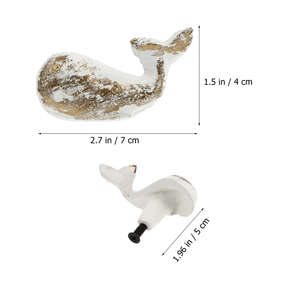 2Pcs Whale Themed Drawer Knobs Heavy Duty Cast Iron Cabinet Handles Vintage Stylish Fix for Kitchen Cupboard Dresser Wardrobe