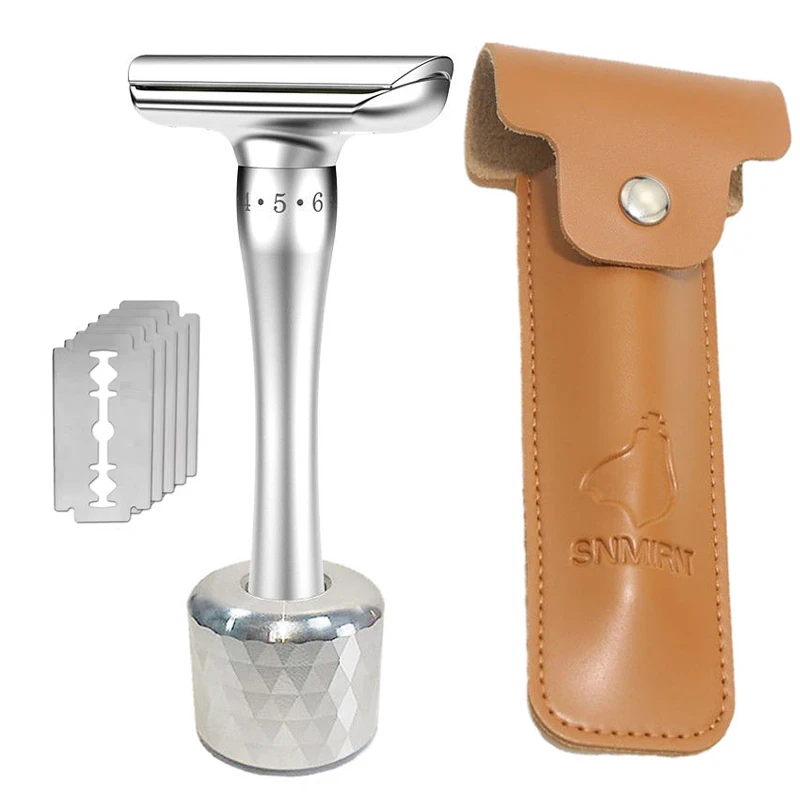 LR Adjustable Safety Razor Double Edge Classic Mens Shaving Mild to Aggressive 1-8 File Hair Removal Shaver it with 5 Blades