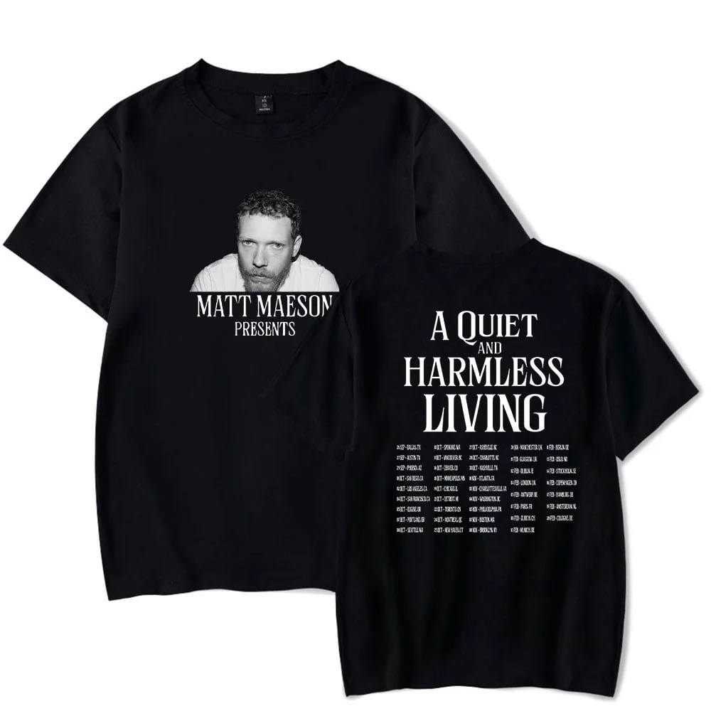 Matt Maeson A Quiet And Harmless Living Tour Merch T-shirt unisex role-playing fashion trend streetwear top