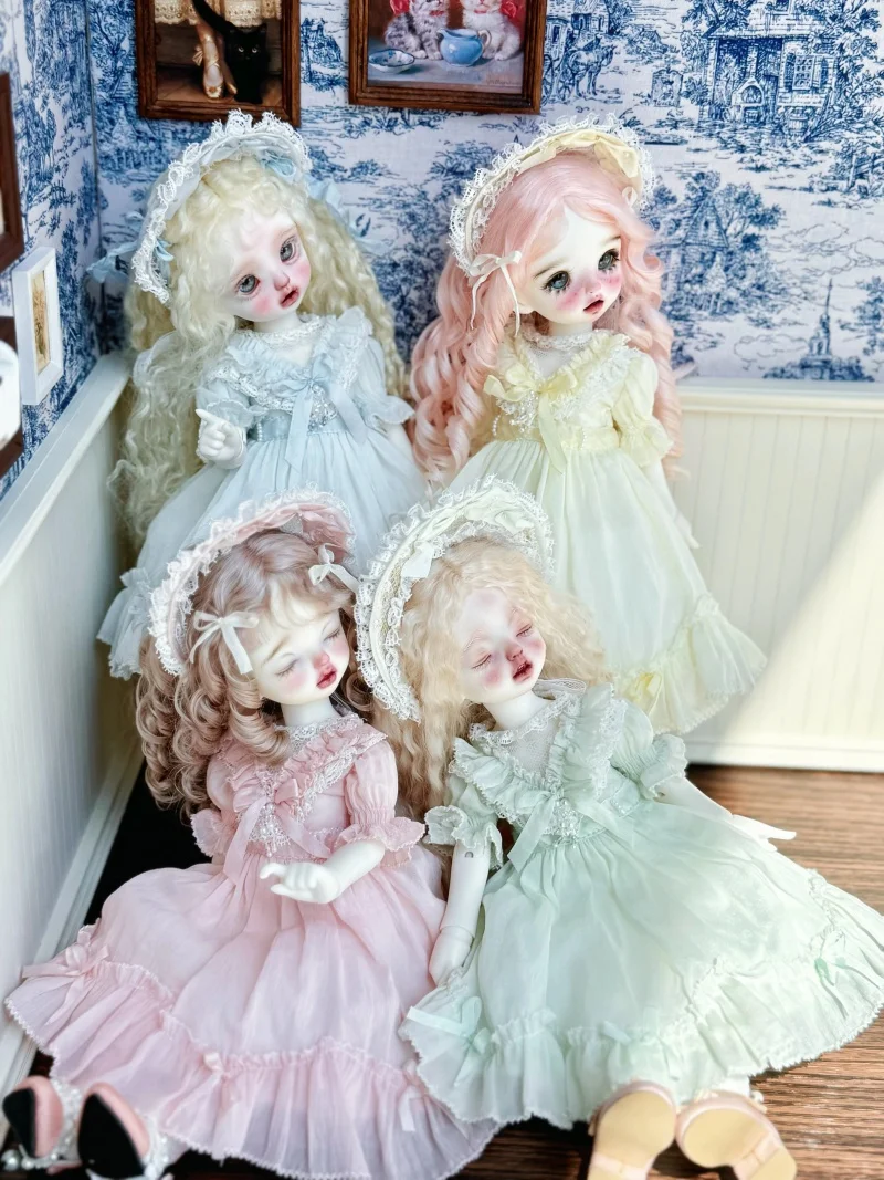 

bjd doll clothes are suitable for 1/6 size retro short-sleeved lace dress doll accessories
