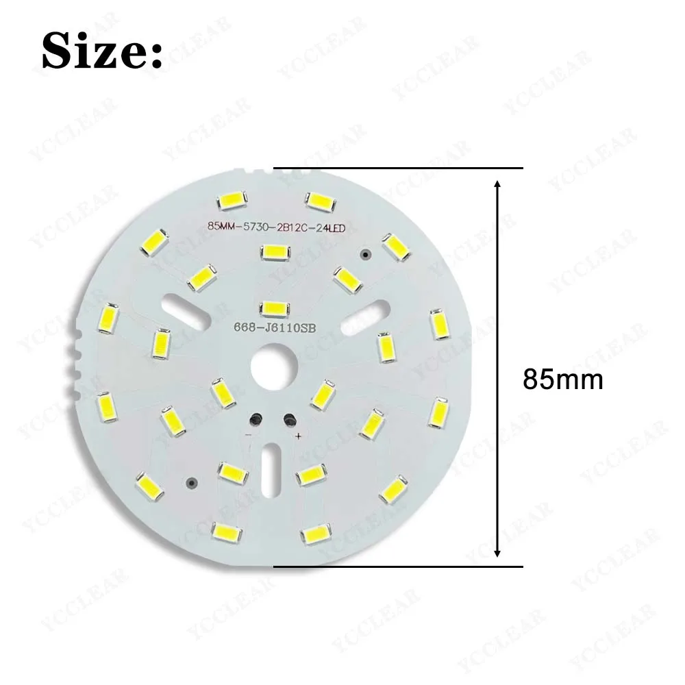 LED Light Board 12Watt Warm Natural White 36-39V SMD 5730 Dia 85mm PCB Lamp Bead Plate+2Pin Line For DIY Downlights Spotlights