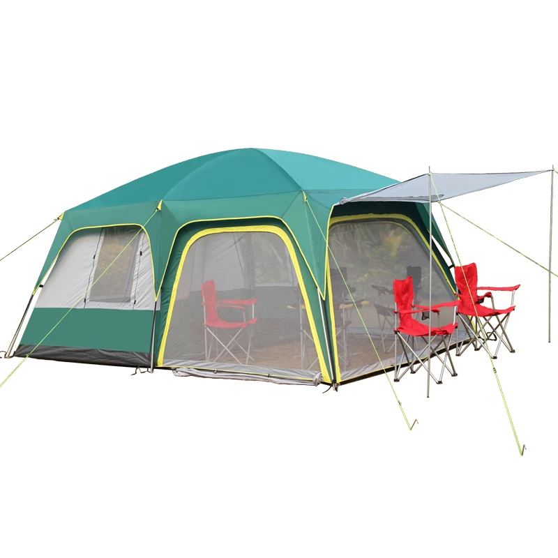 

15 Square Meters Thickened Sunscreen 5-8 People 2Rooms 1Hall Double-layer Tent Insect-proof and Wind-proof Waterproof Tourist