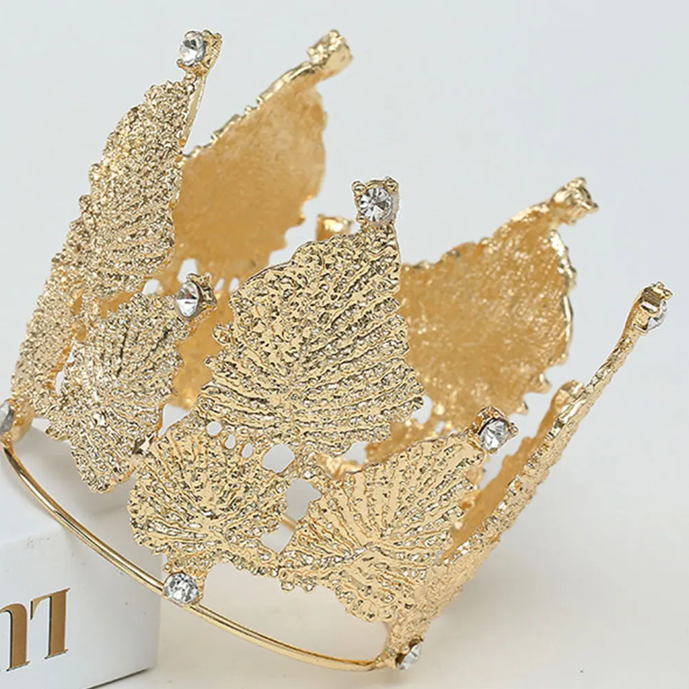 

Elegant Headdress Crown Topper Wedding Birthday Leaf Gold Unique Leaf Birthday Cake Decoration Crown Structure