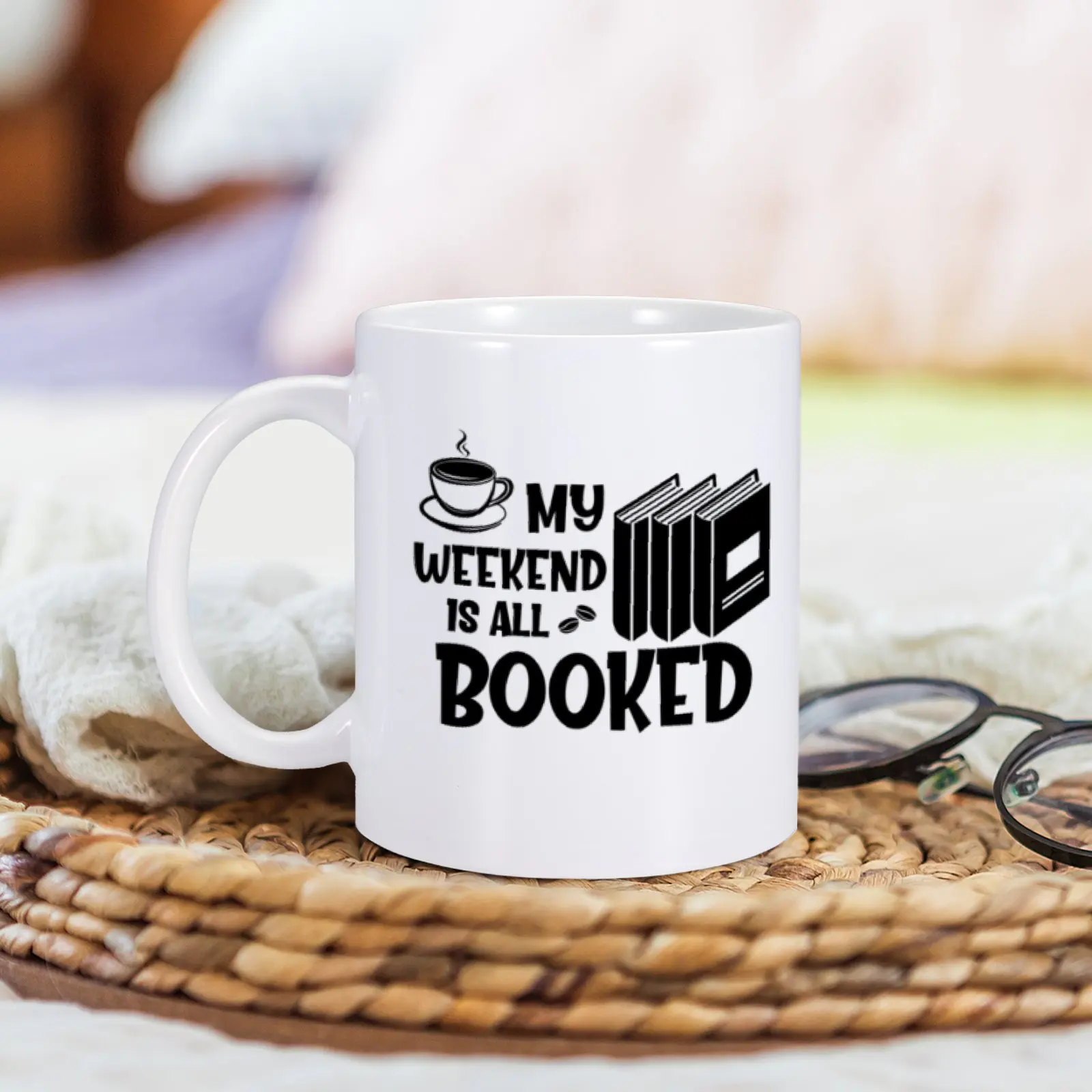 Love My Weekend is Booked Cozy Camping Essential Ceramic Mug for Book Lovers Friends Birthday Gift Mugs Home Milk Flower Tea Mug