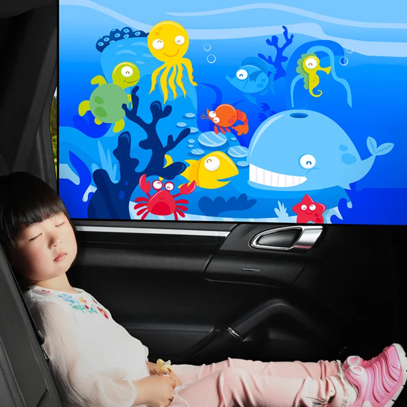 Magnetic Curtain In The Car Window Sunshade Cover Cartoon Universal Side Window Sunshade UV Protection For Kid Baby Children