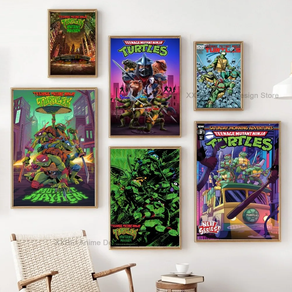 1pc Modern Interior Wall Decoration Hanging Painting Teenage Mutant Ninja Turtles Poster Sticker Bedroom Living Room Cafe Mural