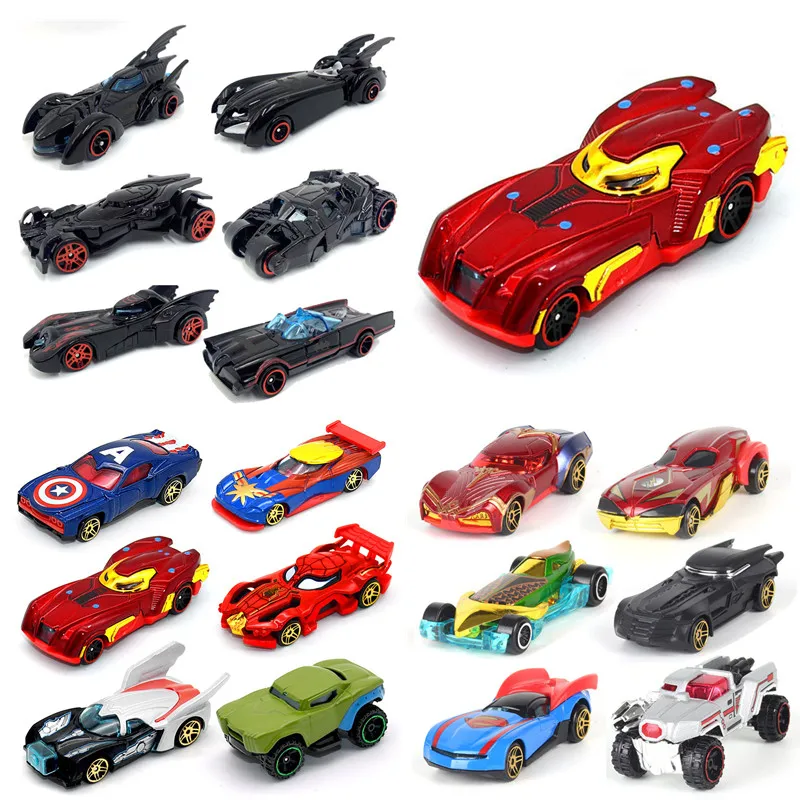 Avengers stop samochód Batmobile kapitan ameryka Hulk Ironman Model wyścigowy Spiderman samochód akcji figurki zabawki prezenty dla dzieci