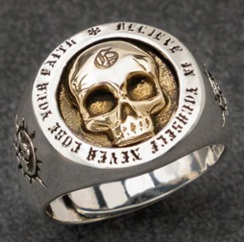 Gothic Ghost Head Skull Ring for Men Silver Color Metal Ring Punk Rock Biker Jewelry Gift Wholesale