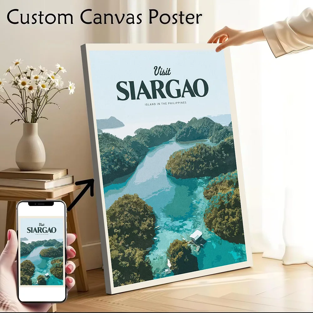 Visit Siargao Printed Canvas Poster Personalized High Quality Wall Art Paintings for Gamer Decoration Bedroom Accessories Room