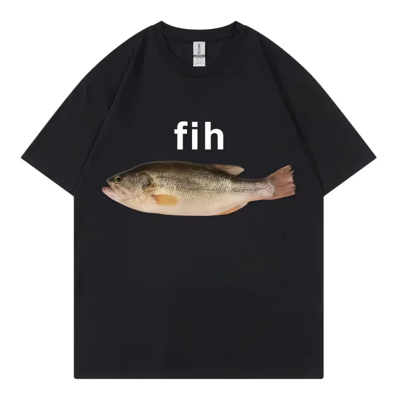 Funny Fih Fish T-shirt - An Elegant and Creative Humorous Fish Pattern Casual Short-sleeved T-shirt from Europe.