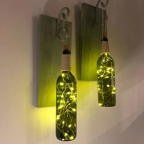 

Mes Reves Design LED Lighted Green Color Wall Sconce Set of 2